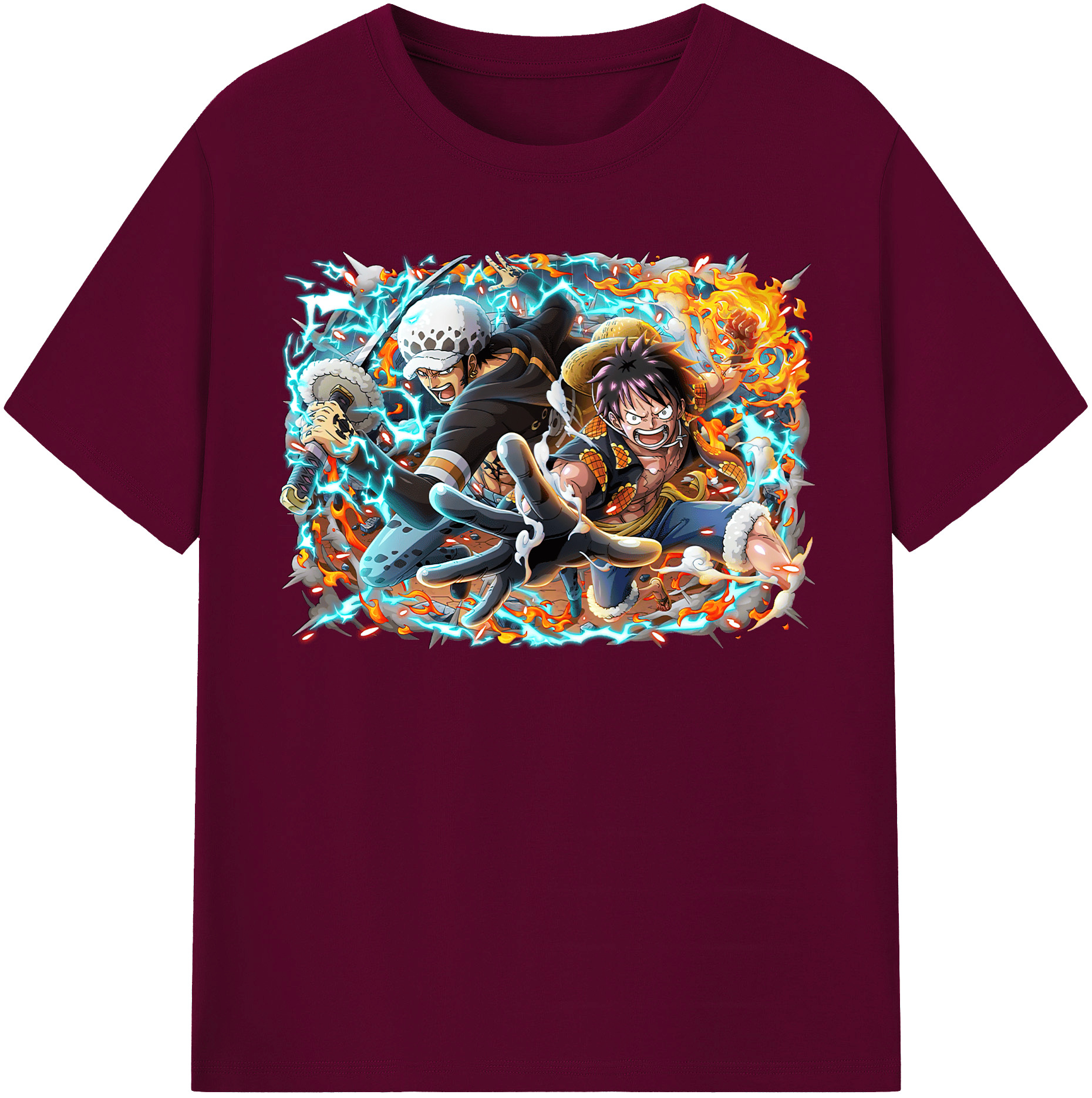 ワンピース モンキー・D・ルフィ ONE PIECE Monkey D. Luffy レディースカジュアルプリントTシャツ（綿100％）